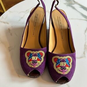 Marc by Marc Jacobs Purple Wedges with Embroidery